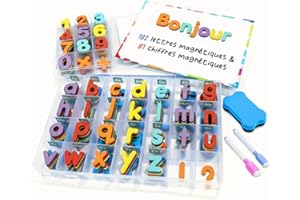 Smart Panda Lettres et Chiffres Magnétiques pour Enfants – 182 Lettres, 81 Numéros et Symboles – Aimants pour Enfants – Deux Boîtes, Un Tableau Magnétique, des Marqueurs et Une Brosse