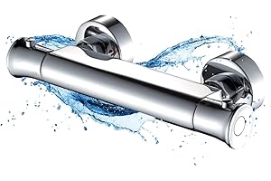 Solepearl Chrome Thermostatic Shower Mixer,Thermostatic Shower Mixer Bar Single Outlet,Solid Brass Hot & Cold Water Mixer Valve Constant Temperature Control Anti Scald,Thermostatic Shower Valves