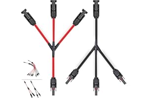 COCOSY 1 par de conectores en Y para cable solar, divisor en Y 1 par 6mm²/4mm²/2,5mm², conector fotovoltaico en Y MMMMF/FFFFM, cable ramificado tipo Y-3 para conexión en paralelo de paneles solares