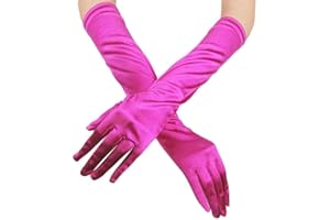 GIVBRO Guanti lunghi da donna, in raso, per matrimoni, serate, feste, balli, 1 paio di guanti