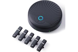 BALILA Altavoz de conferencia inalámbrico con 5 micrófonos Lavalier Micrófono de conferencia Omnidireccional Captura de voz superior Altavoz USB-C, Ideal para Reuniones en Línea y Oficinas en el Hogar