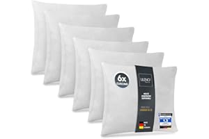 LILENO HOME Set di 6 riempimento cuscino 45x45 cm - Cuscino interno lavabile a 40°C adatto per allergici - Cuscino in poliestere come cuscino per divano, cuscino per la testa