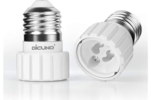 DiCUNO E27 to GU10 Socket Converter/ES Edison Screw E27 to GU10 Socket Lamp Holder Adapter for LED Bulbs Maximum Wattage 200W Maximum Voltage 250V 2-Pack[Energy Class A++]