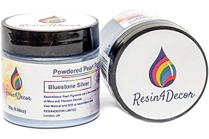 RESIN4DECOR Bluestone Silver Pigmento de mica nacarados en polvo metálico para proyectos de resina epoxi, joyería, proyectos de artesanía, mesa de epoxi, tablero, bandeja, lienzo, pintura, 25g