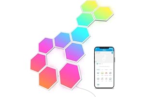 Govee Glide Hexa Light Panels, Luces LED Inteligentes de Pared en Forma de Hexágono, Luces Wi-Fi RGBIC Funciona con Alexa y Google Assistant para Sala de Estar, Gaming Room, 10 Piezas