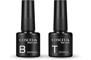 Coscelia Base e Top Coat Semipermanente Unghie Professionale 2 * 7ml Semipermanente Unghie Kit Starter