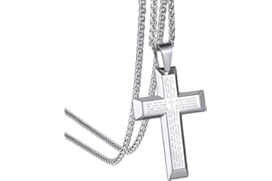GOLDCHIC JEWELRY Stainless Steel Cross Necklace for Men Women, 18K Gold Black Jesus Crucifix Christian Jewellery, Baptism Church Gift, Can Custom Engraving