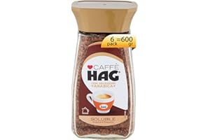 CAFFÉ HAG Hag - Caffè Solubile Decaffeinato - Miscela Caffè Istantaneo Aroma Intenso - Contiene 6 confezioni da 100 gr (totale 600 g)