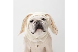 HOMDOWUP Cuffie silenziose per cani, paraorecchie per cani, protezione dal rumore, cappello lavorato a maglia per cani e animali domestici (bianco, M)