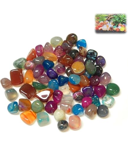 Janni-Shop 100 Stück Kleine Trommelsteine Aus Natur-Edelsteinen (6-10 Mm) Im Blauen Samtbeutel - Ideal Für Geschenke Oder Steinchenspiel