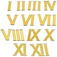 BanteyBanatey® 12 Golden Acrylic Roman Numbers | Numerals/Digits for Clock Making in Resin Art, MDF Craft, Decoupage Craft, DIY Craft As a Clock Accessory