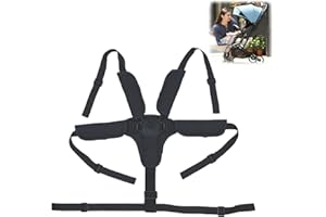 RUMGUG Cinture Passeggino Universali, Seggiolone Cintura Imbracatura di Sicurezza per Bambini, Passeggini Cintura Seggiolone a Regolabile Cinghie Universale per Auto Carrozzina Seggiolon (Nero+Guaina)