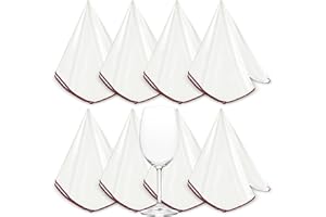 Nuenen 8 Paños de Pulido Grandes 50 x 65 cm Bayetas para Cristales Reutilizables Trapo de Microfibra para Vidrio Trapo de Limpieza de Pulir para Superficies de Alto Brillo Anteojos, Rojo Vino, Blanco