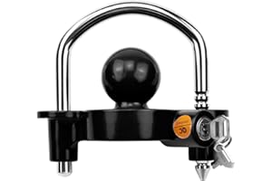 Covienapp Trailer Hitch Lock Tow Ball Lock Universal Adjustable Tow Lock with 11 Locking Positions for Trailer Horsebox,Includes 2 Keys,Black