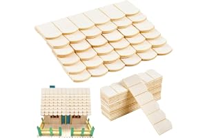 FINGERINSPIRE 24 st dockhus trätak 11,35 x 3,15 cm/4,47 x 1,24 tum vintage vita miniatyrtakplattor 1/12 skala naturligt trä t