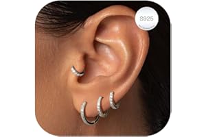 LOLIAS 925 Sterling Silver Hoops Earrings for Women Lightweight Small Silver Gold Earrings for Women Hypoallergenic Hoop Huggie Earrings Mini Cartilage Earring Sleeper Earrings (6/8/10/12mm)