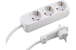 CONMETALL MEISTER GMBH Meister 7430170 Triple Socket Strip, Extra Flat Plug, 1.4 m Cable, White, IP20 Indoor / Multiple Socket / Plug Strip with Flat Connector