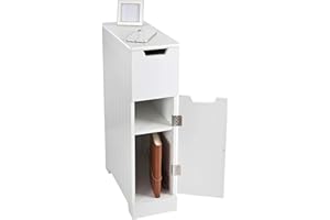 Elegant Brands Ltd SUPER Slim Bathroom Cabinet Storage, Small White Wooden Scandinavian Design