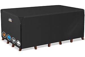 Zettum 227 x 160 x 73 CM Funda para Muebles de Jardín, Impermeable Funda Mesa 600D Oxford en Revestimiento de PU, Tela Protector para Rectangular Mesa Anti Viento Cubierta Mesa Anti-UV