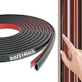 8M Black D-Shape Rubber Weather Stripping Door Seal Strip Draught Excluder for Doors,Self-Adhesive Waterproof Soundproof Door and Window Seal,Door Draft Excluder Strip for Large Gap Door Frames