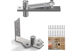 Fenghome Cerniera a perno, rotazione regolabile a 180°, in acciaio inox, cerniere nascoste per porte segrete invisibili/armadietti/librerie – forma L, argentata