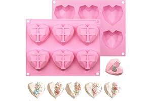 Keepaty Moule à chocolat 3D en silicone en forme de cœur pour la Saint-Valentin, 6 cavités anti-adhésif, facile à démouler, pour bombe de chocolat chaud, bougie, savon, gâteau