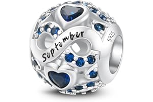 LONGLUCK CHARMS & BRACELETS Pierre de naissance des douze mois,Bijoux pour femmes,Compatible Pour les bracelets et les colliers Charms de,Cadeaux pour femmes