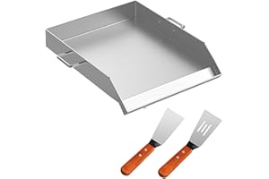 VEVOR Piastra Griglia Piatta in Acciaio Inossidabile da 40x46x5,6 cm, Piatta per Pentole a Tripla Piastra con Due Pale, Piastra Universale Piatta per Barbecue Usato in Campi e Feste a Cucinare