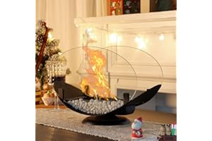 ‎JHY DESIGN JHY DESIGN Oval Table Fire Bowl Pot Bio Ethanol Fireplace 32 cm Portable Table Fireplace Bioethanol Table Fire Glass with Clean for Decorative Table Patio Party Indoor Garden Living Room Balcony