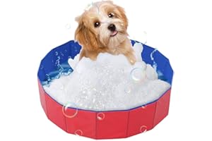 FINZOO Foldable Dog Pet Bath Pool Non-Slip Pet Bathing Tub Portable PVC Paddling Pool Dog Cat Swimming Pool for Pets,80x20cm