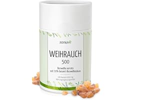 Sanuvit® - Weihrauch-Kapseln 500 mg | Hochdosiert mit 500mg indischem Boswellia serrata pro Kapsel | Hohe Bioverfügbarkeit | mit Premium Rohstoff Boswellin® | Vegan | 180 Kapseln