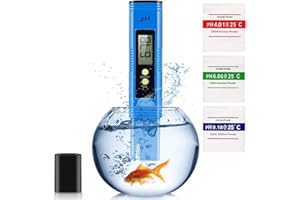 ROEJUYY Digital PH Meter, PH Tester for Water, PH Meter 0.01PH High-Precision Water Quality Tester with ATC, 0-14PH Measurement Range, for Drinking Water, Aquariums, Hydroponics, Swimming Pools (Blue)