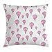 Produktbild Mauve Decor Throw Pillow Cushion Cover, Vintage Flying Hot Air Balloons Motif Nostalgic Lovers Goodbye Artful Print, Decorative Square Accent Pillow Case, 18 X 18 Inches, Pink Lavender