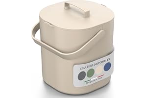 PTMS® Poubelle Compost Cuisine 6L - Seau à Compost avec Couvercle à accrocher et Grille intérieure - Lavable au Lave-Vaisselle & Anti-Odeur - Composteur Cuisine au Design Moderne