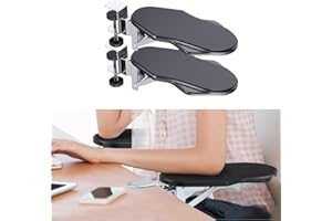 lomonmen 2 Pezzi Supporto Ergonomico Poggia Braccio,Bracciolo per Scrivania per Computer,Estensione Scrivania Rotante a 180°,Supporto Bracciolo e Supporto Gomito per Casa Ufficio
