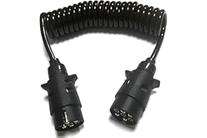JVJ Adapter Stecker Spiralkabel 7 Polig auf 7-polig Adapterkabel Anhänger Verlängerungskabel 3m männlich 7-polig Verbindungskabel Anhängerkabel Auto weniger 12V
