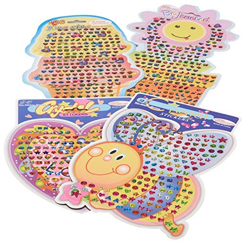 4 Cards Stick on Jewel Earrings Over 375 Pairs of Jewel Earrings! Assorted Designs and Colors New Party Favors, Scrapbook Gems, Decorate Cards, Sticker Jewels by Prextex.com