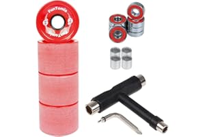 FunTomia 4 ruedas para longboard/monopatín (ruedas grandes) en 70 x 51 mm, 80 A o 70 x 51 mm, 86 A, incluye rodamientos Mach1®, espaciador de metal y herramienta en T