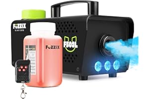 Fuzzix F503L Maquina Humo Halloween con Efecto de Luz LED y 250ml de Líquido, 500 W con Control Remoto, Máquina de Humo para Fiestas, Máquina de Humo con 3 LEDs RGB, Máquina de Niebla para Halloween