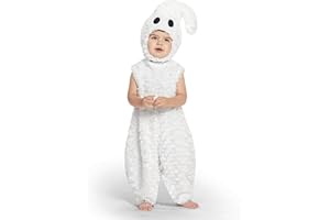 Spooktacular Creations Kostium ducha na Halloween dla dzieci, biały kostium na brzuch, kombinezon z kapturem dla małych dzieci, małych dzieci, kostium na Halloween na przebieranki (12-18 miesięcy)