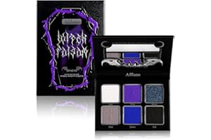 Afflano Goth Palette Ombretti Viola Blu, Multicromo Blu Viola Opaco Nero Bianco Grigio Scuro Occhio Ombra, Goth Eyeshadow Palette Trucco Di Halloween Per Costume Joker Clown Sfx Cosplay Trucco