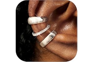 Diamday 3Pcs Ear Cuff for Women Clip On Earrings Gold Silver Ear Cuff No Piercing Adjustable Fake Earrings Cartilage Helix Earring Set Fake Piercings Hypoallergenic Ears Cuffs Earring Set