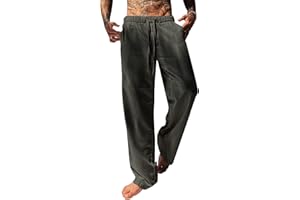 YAOBAOLE Pantalon Homme Lin Et Coton Décontracté Pantalon Toile Été Pantalon Yoga Homme Léger Taille Elastique