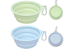 DGSLWH Składana silikonowa miska dla zwierząt domowych z karabińczykiem, miska do karmienia karmy dla zwierząt domowych, podróżna miska dla psa, kota, TPE+ABS, przenośna, składana, 650 ml, lekka, 80 g, na