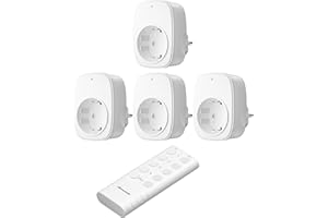DEWENWILS Funksteckdose mit Fernbedienung, 16A 3680W, Plug-In Ein/Aus Steckdosen-Set 1V4, kabellos, erweiterbarer Funkschalter für Feiertagsdeko und Heimgeräte, 50m Reichweite, Vorprogrammiert, Weiß