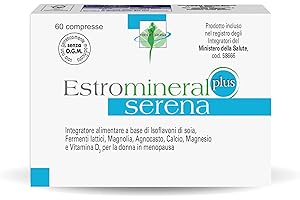 Estromineral Serena Plus, Integratore Menopausa, 60 Compresse con Isoflavoni di Soia, Fermenti Lattici, Magnolia, Agnocasto, Calcio, Magnesio e Vitamina D3, Senza Glutine e Senza Lattosio