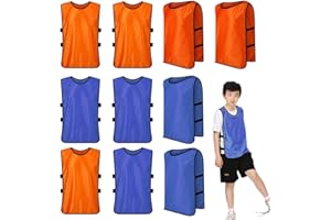 DDKY 10 Pièces Chasuble Sport, Bavoirs d'entraînement, Gilets Football pour Enfants, Juniors et Adultes, Maillot Training pour Convient pour Hauteur 110CM-145CM