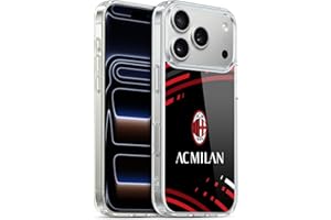 Head Case Designs Licenza Ufficiale AC Milan Curvato Modelli Cresta Custodia in Gel [Protezione di Grado Militare] Compatibile con Apple iPhone 17 PRO E Compatibile con MagSafe