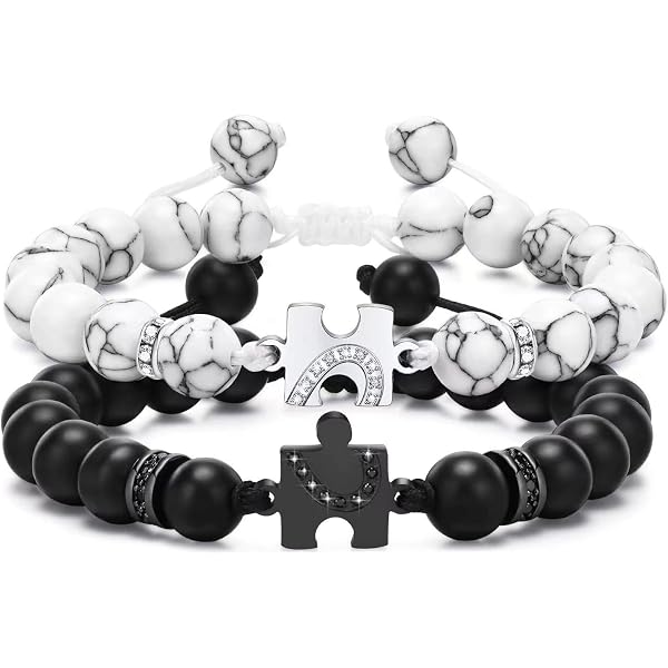 Bracciali Amicizia Yin Yang Per Coppie – Regolabili In Acciaio Al Titanio, Nero E Argento