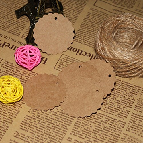 Lucky Will Rund Kraft Papier Tag Geschenkanhänger Hängeetiketten Geschenk Anhänger Papieranhänger mit Jute Twines 50 Stück - 3